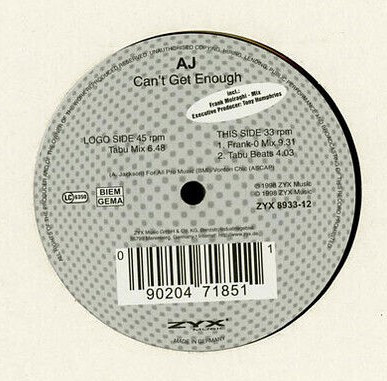 AJ - Can't Get Enough | ZYX Music (ZYX 8933-12) - main AJ - Can't Get Enough | ZYX Music (ZYX 8933-12) - main