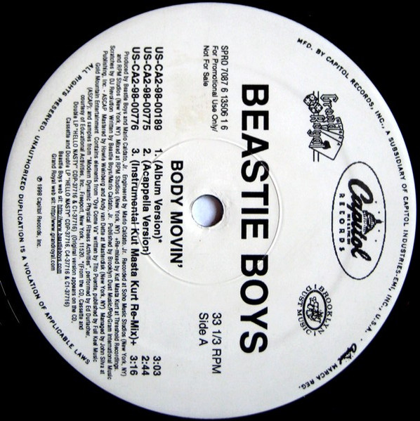 Beastie Boys - Body Movin' (Remixes) | Capitol Records (SPRO 7087 6 13506 1 6) - 2