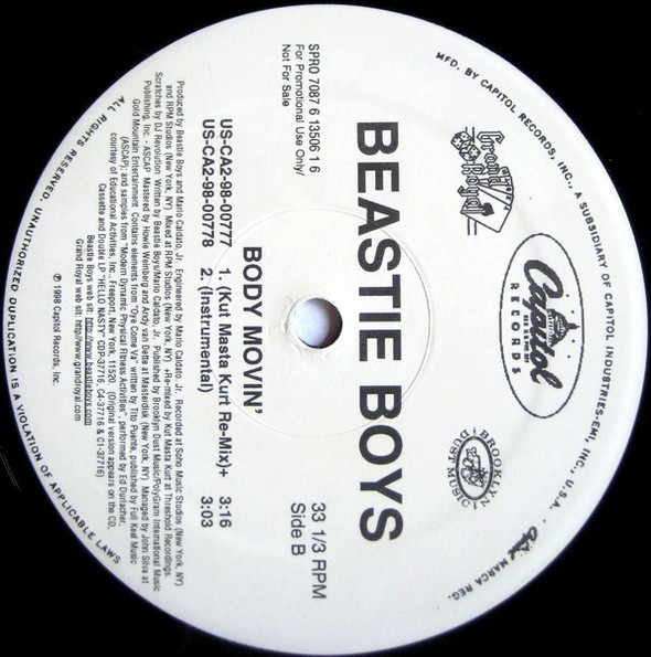 Beastie Boys - Body Movin' (Remixes) | Capitol Records (SPRO 7087 6 13506 1 6) - 3