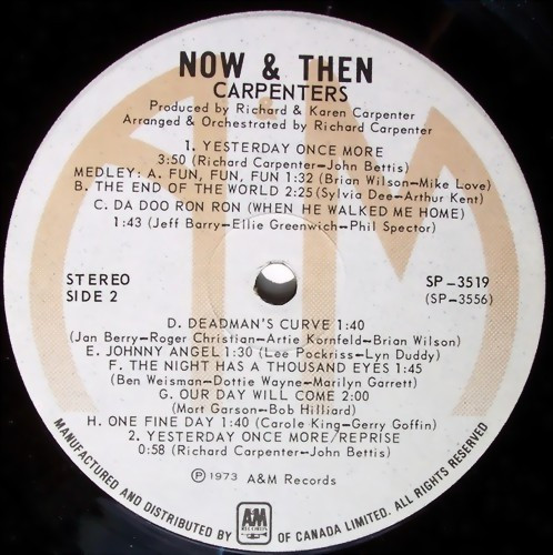 Carpenters - Now & Then | A&M Records (SP-3519) - 3 Carpenters - Now & Then | A&M Records (SP-3519) - 3