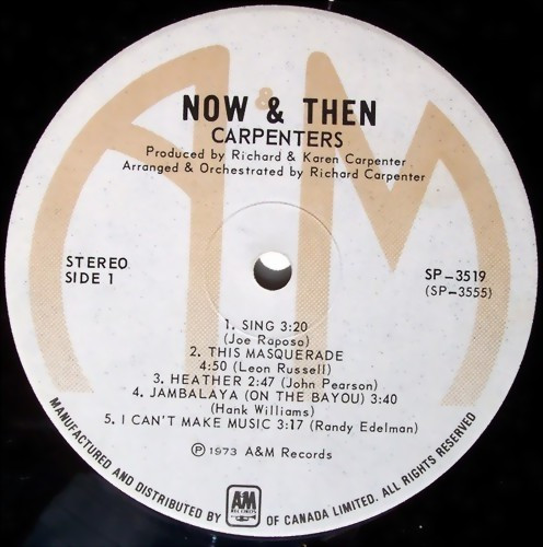 Carpenters - Now & Then | A&M Records (SP-3519) - 2 Carpenters - Now & Then | A&M Records (SP-3519) - 2
