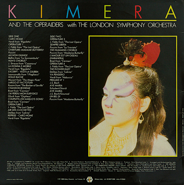 Kimera & The Operaiders With London Symphony Orchestra - The Lost Opera | Baby Records (BR 56080) - 2