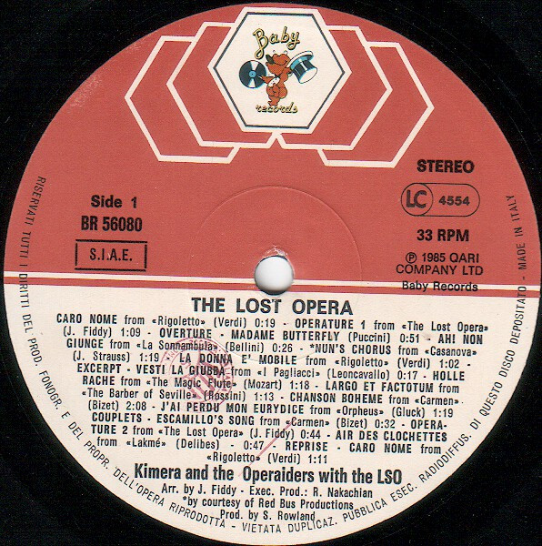 Kimera & The Operaiders With London Symphony Orchestra - The Lost Opera | Baby Records (BR 56080) - 3