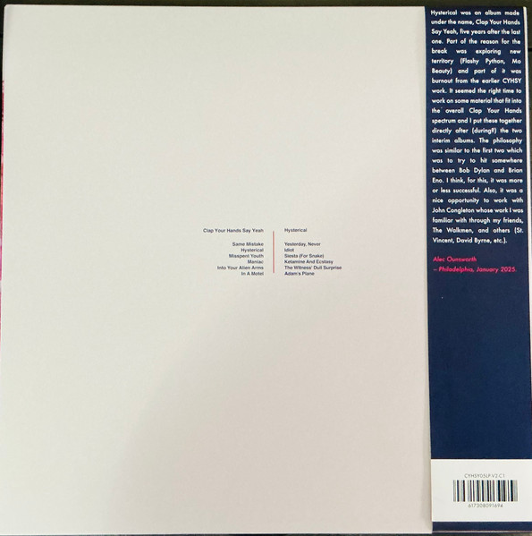 Clap Your Hands Say Yeah - Hysterical | Not On Label (Clap Your Hands Say Yeah Self-released) (CYHSY05LP-V2-C1) - 2