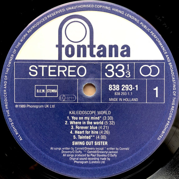 Swing Out Sister - Kaleidoscope World | Fontana (838 293-1) - 3 Swing Out Sister - Kaleidoscope World | Fontana (838 293-1) - 3