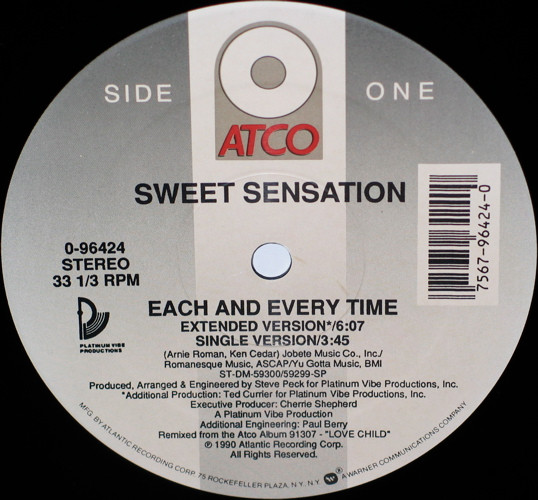 Sweet Sensation - Each And Every Time | ATCO Records (0-96424) - 3 Sweet Sensation - Each And Every Time | ATCO Records (0-96424) - 3