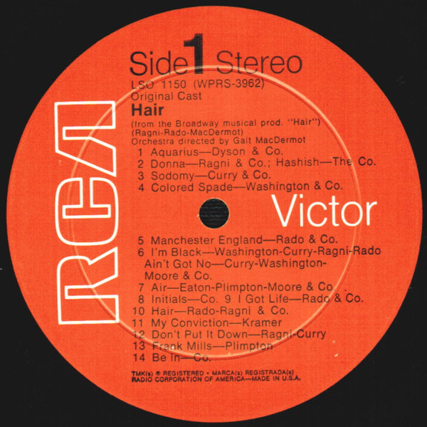 Various - Hair - The American Tribal Love-Rock Musical (The Original Broadway Cast Recording) | RCA Victor (LSO-1150) - 3