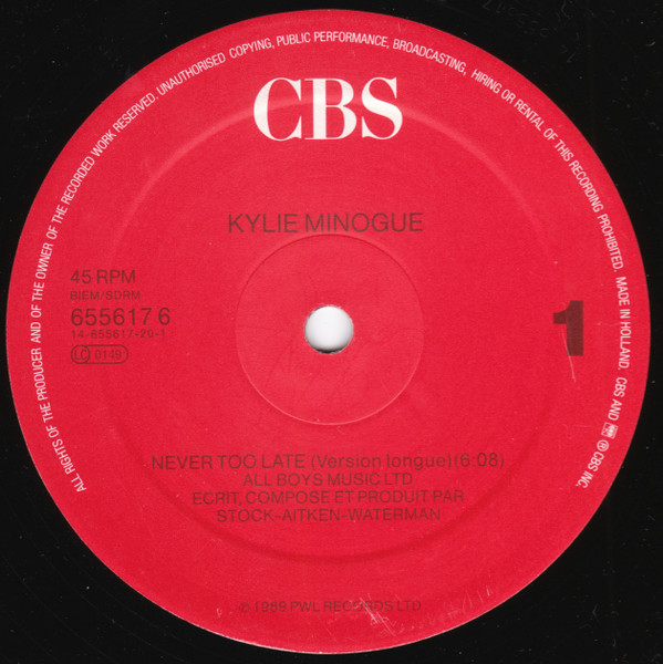 Kylie Minogue - Never Too Late | CBS (655617 6) - 3