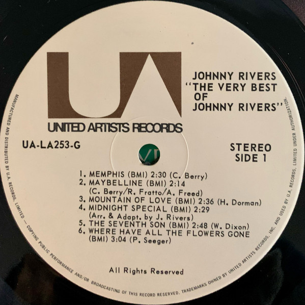 Johnny Rivers - The Very Best Of Johnny Rivers | United Artists Records (UA-LA253-G) - 3