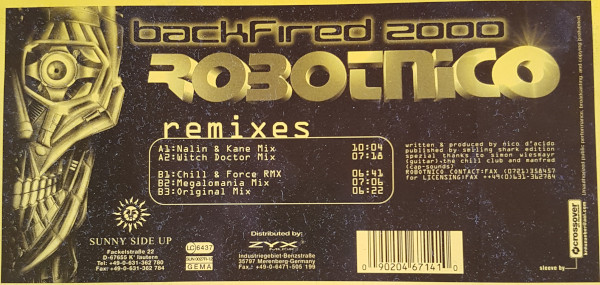 Robotnico - Backfired 2000 (Remixes) | Sunnyside Up (SUN 0027R-12) - 2