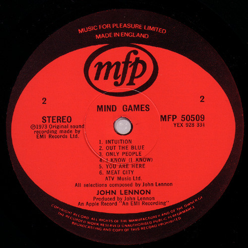 John Lennon - Mind Games | Music For Pleasure (MFP 50509) - 4 John Lennon - Mind Games | Music For Pleasure (MFP 50509) - 4