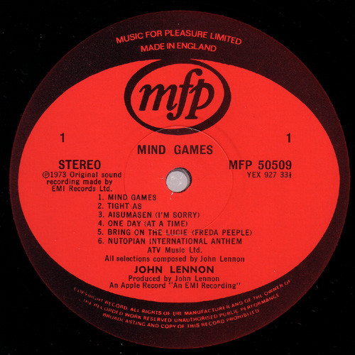 John Lennon - Mind Games | Music For Pleasure (MFP 50509) - 3 John Lennon - Mind Games | Music For Pleasure (MFP 50509) - 3