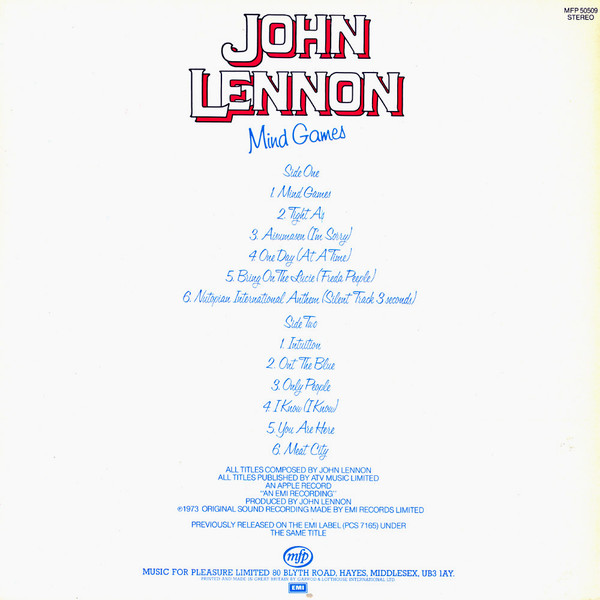 John Lennon - Mind Games | Music For Pleasure (MFP 50509) - 2 John Lennon - Mind Games | Music For Pleasure (MFP 50509) - 2