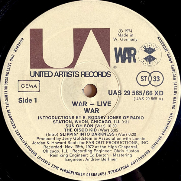 War - War Live | United Artists Records (UAS 29 565/6 XD) - 4