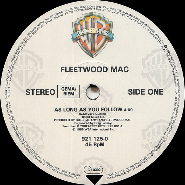 Fleetwood Mac - As Long As You Follow | Warner Bros. Records (921 125-0) - 3 Fleetwood Mac - As Long As You Follow | Warner Bros. Records (921 125-0) - 3