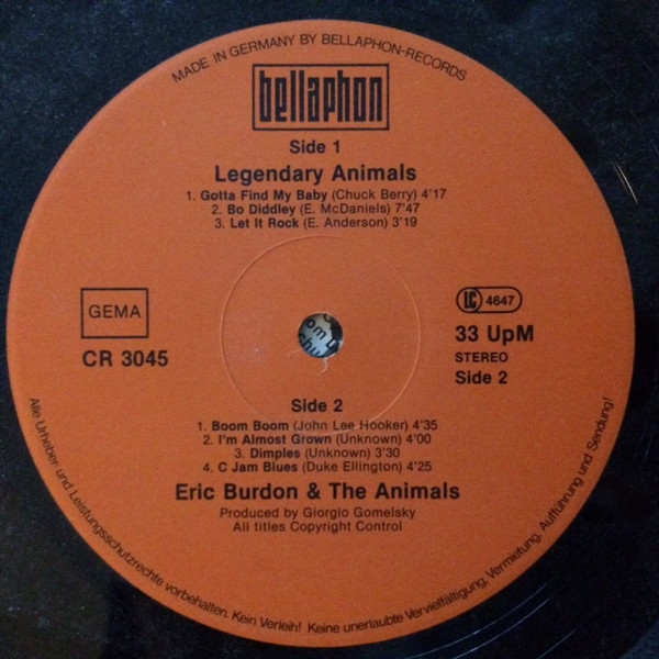 The Animals - Eric Burdon & The Animals / The Animals & Sonny Boy Williamson | Bellaphon (CR 3045) - 4