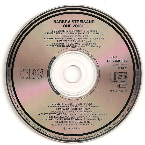 Barbra Streisand - One Voice | CBS (CBS 450891 2) - 3