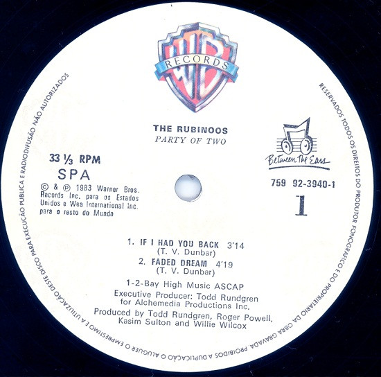 The Rubinoos - Party Of Two | Warner Bros. Records (759 92-3940-1) - 3