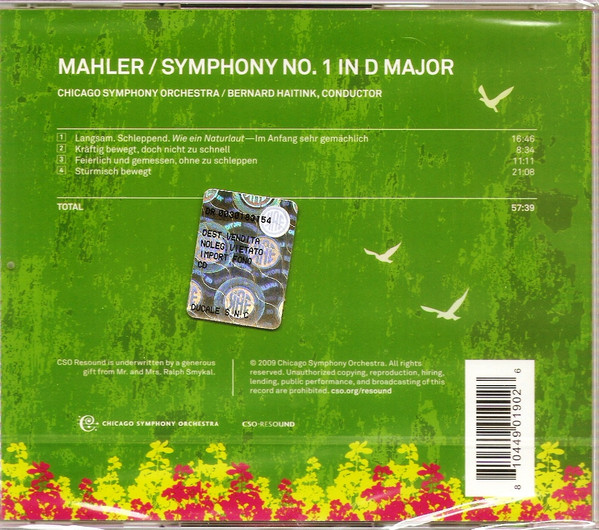 Gustav Mahler - Chicago Symphony Orchestra , Bernard Haitink - Mahler 1 (Symphony No. 1 In D Major) | CSO Resound (CSOR 901 902) - 2