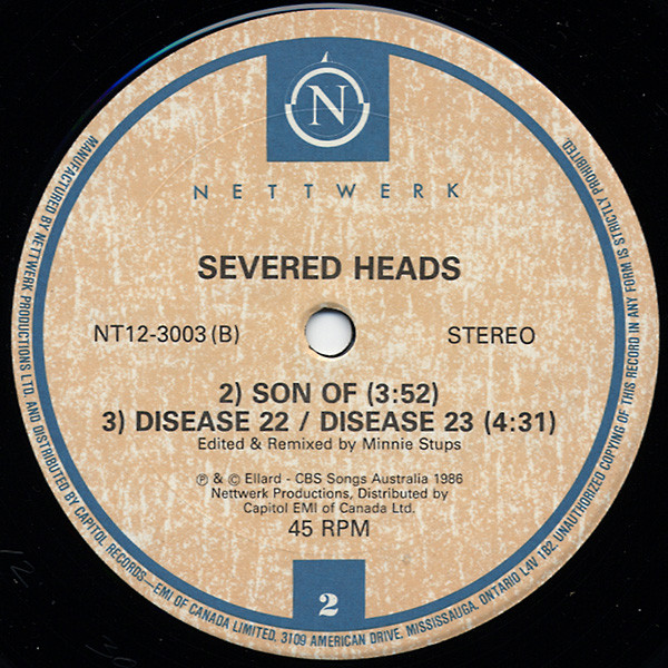 Severed Heads - Twenty Deadly Diseases | Nettwerk (NT12-3003) - 2