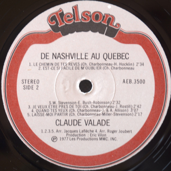 Claude Valade - De Nashville Au Québec [Vinyl] | Telson (AEB-3500) - 4
