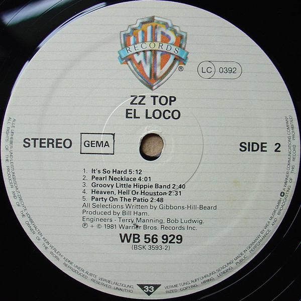 ZZ Top - El Loco | Warner Bros. Records (WB 56 929) - 4 ZZ Top - El Loco | Warner Bros. Records (WB 56 929) - 4
