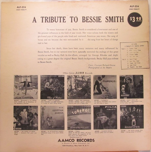 Becky Hall - A Tribute To Bessie Smith | AAMCO Records (ALP-324) - 2 Becky Hall - A Tribute To Bessie Smith | AAMCO Records (ALP-324) - 2