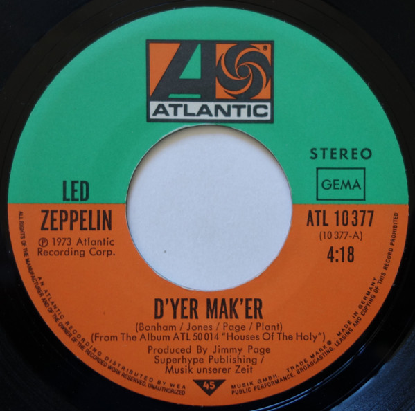Led Zeppelin - D'yer Mak'er | Atlantic (ATL 10 377) - 3