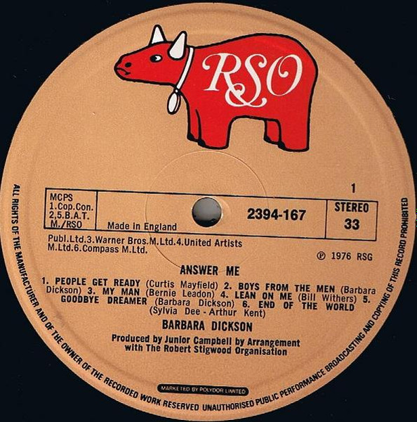 Barbara Dickson - Answer Me | RSO (2394-167) - 3