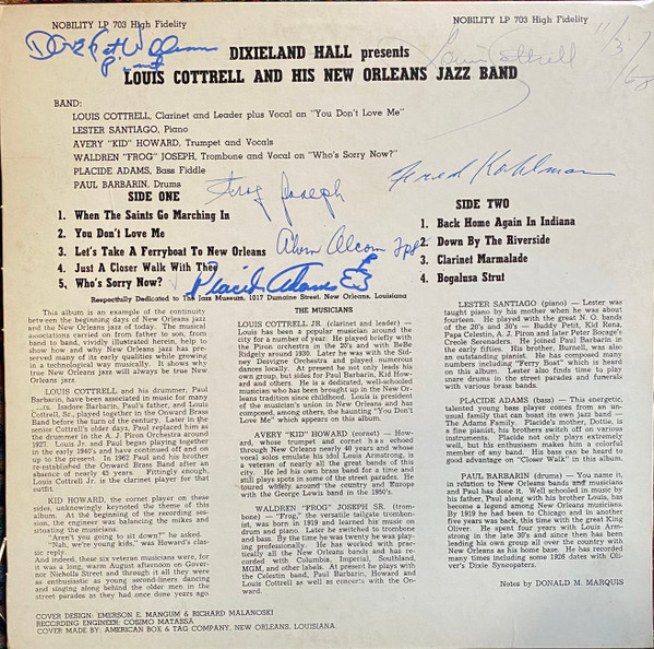 Louis Cottrell And His New Orleans Jazz Band - Dixieland Hall Presents Louis Cottrell And His New Orleans Jazz Band | Nobility (LP 703) - 2 Louis Cottrell And His New Orleans Jazz Band - Dixieland Hall Presents Louis Cottrell And His New Orleans Jazz Band | Nobility (LP 703) - 2