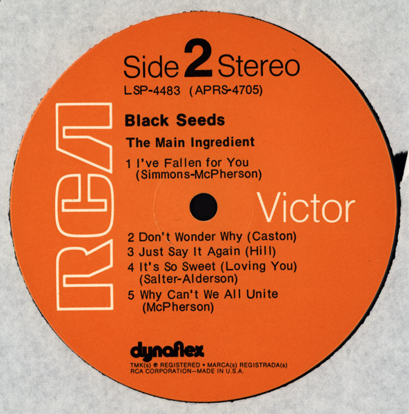 The Main Ingredient - Black Seeds | RCA Victor (LSP-4483) - 4