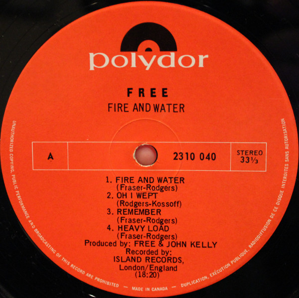 Free - Fire And Water | Polydor (2310 040) - 3 Free - Fire And Water | Polydor (2310 040) - 3
