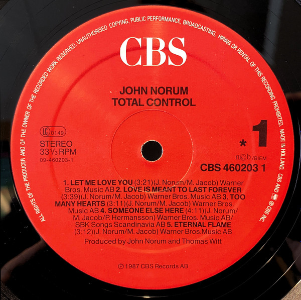 John Norum - Total Control | CBS (CBS 460203 1) - 3