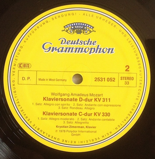 Wolfgang Amadeus Mozart • Krystian Zimerman - 4 Sonaten: F-dur KV 280 · B-dur KV 281 · D-dur KV 311 · C-dur KV 330 | Deutsche Grammophon (2531 052) - 3
