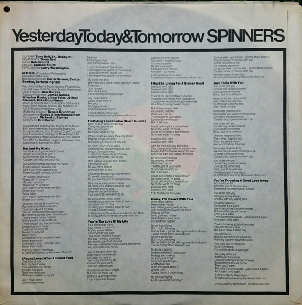 Spinners - Yesterday, Today & Tomorrow [Vinyl] | Atlantic (SD 19100 C) - 4