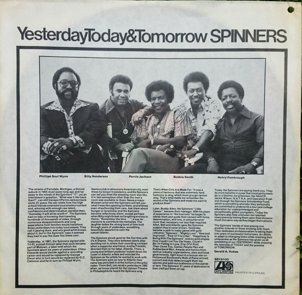 Spinners - Yesterday, Today & Tomorrow [Vinyl] | Atlantic (SD 19100 C) - 3