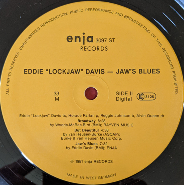 Eddie "Lockjaw" Davis - Jaw's Blues | Enja Records (3097) - 4 Eddie "Lockjaw" Davis - Jaw's Blues | Enja Records (3097) - 4