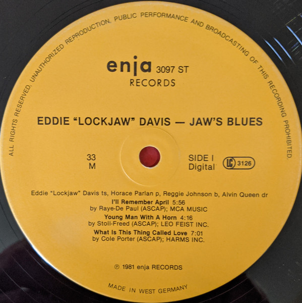 Eddie "Lockjaw" Davis - Jaw's Blues | Enja Records (3097) - 3 Eddie "Lockjaw" Davis - Jaw's Blues | Enja Records (3097) - 3