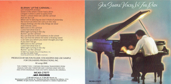 Joe Sample - Voices In The Rain | MCA Records (MCAD-27077)