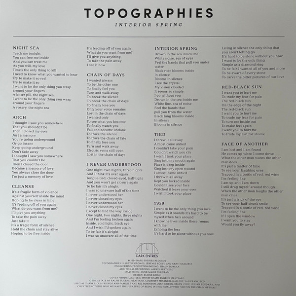 Topographies - Interior Spring | Dark Entries (DE-319) - 3 Topographies - Interior Spring | Dark Entries (DE-319) - 3