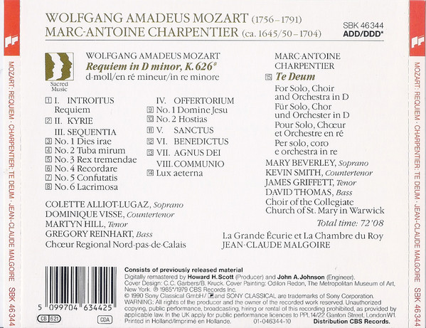 Wolfgang Amadeus Mozart , Marc Antoine Charpentier - Jean-Claude Malgoire - Requiem, K. 626 / Te Deum | Sony Classical (SBK 46344) - 2 Wolfgang Amadeus Mozart , Marc Antoine Charpentier - Jean-Claude Malgoire - Requiem, K. 626 / Te Deum | Sony Classical (SBK 46344) - 2