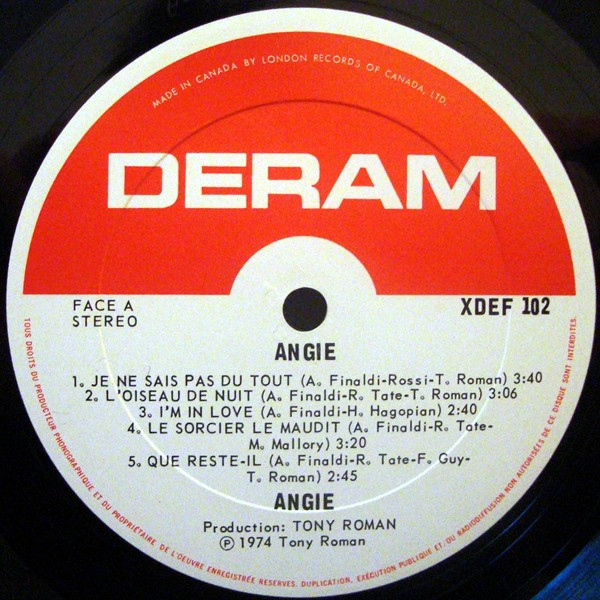 Angelo Finaldi - Angie [Vinyl] | Deram (XDEF-102) - 3
