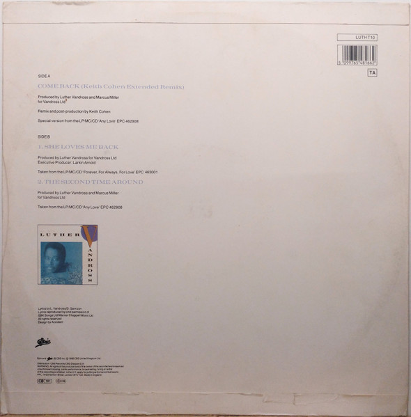 Luther Vandross - Come Back | Epic (LUTH T10) - 2