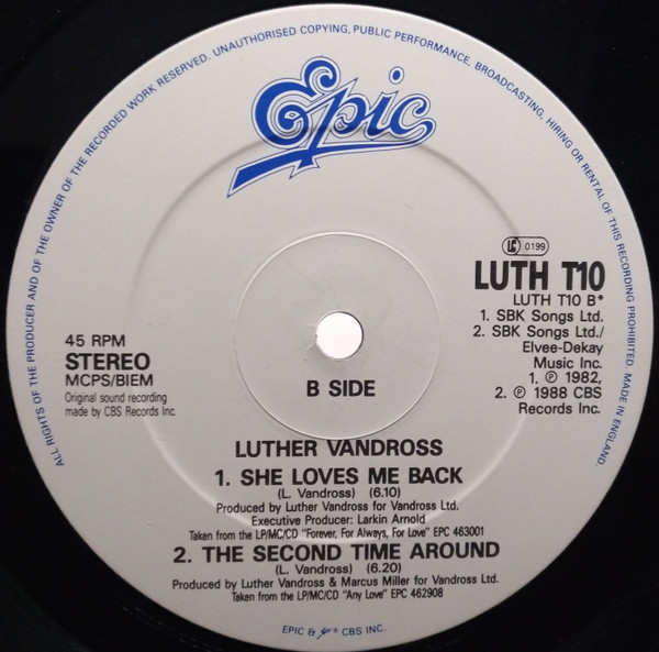 Luther Vandross - Come Back | Epic (LUTH T10) - 4