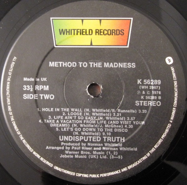 The Undisputed Truth - Method To The Madness | Whitfield Records (K 56289) - 4