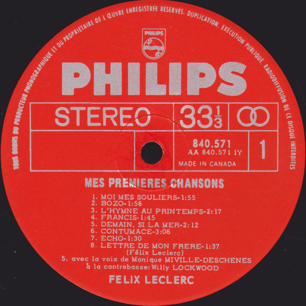 Félix Leclerc - Mes Premières Chansons | Philips (840.571 BY) - 3