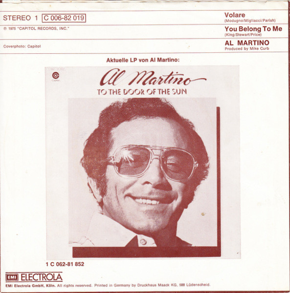 Al Martino - Volare | Capitol Records (1C 006-82 019) - 2