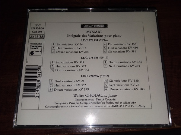 Wolfgang Amadeus Mozart , Walter Chodack - Intégrale Des Variations Pour Piano | Le Chant Du Monde (LDC 278954/56) - 3