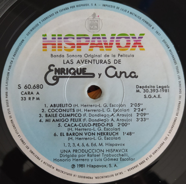 Enrique Y Ana - Las Aventuras De Enrique Y Ana - Banda Sonora Original De La Pelicula | Hispavox (S 60.680) - 3