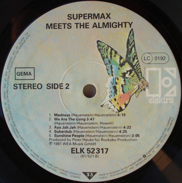 Supermax - Meets The Almighty | Elektra (ELK 52 317) - 4